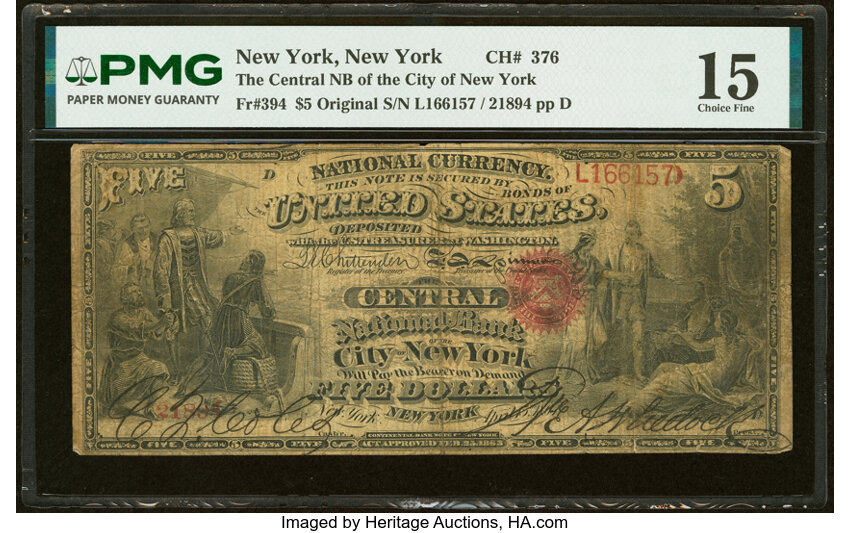 Original $5  1st Charter Period, Seal With Rays (Fr. 394) thumbnail 2
