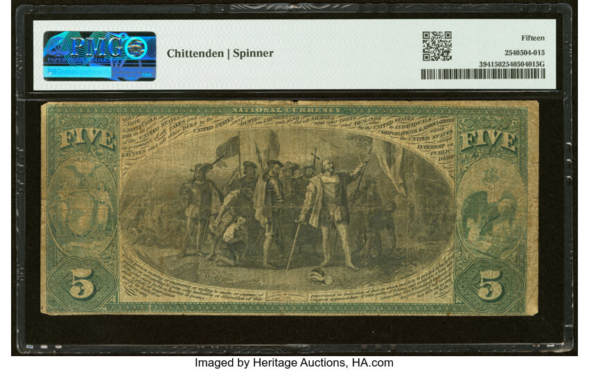 Original $5  1st Charter Period, Seal With Rays (Fr. 394) thumbnail 5
