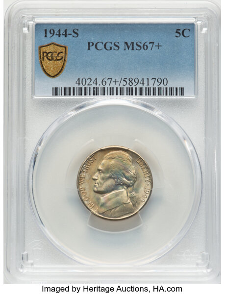 1944-S 5c Silver MS67 thumbnail 2