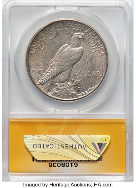 1921 $1  Peace, Reverse Field Break, VAM 1A MS thumbnail 5