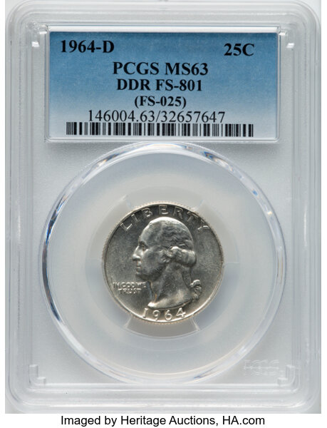 Image for 1964-D 25c Doubled Die Reverse, FS-801 MS