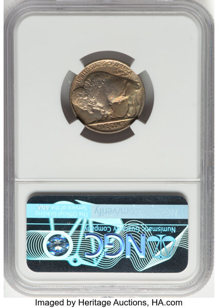 1913-S 5c Buffalo, Type 2 AU50 CAC thumbnail 2