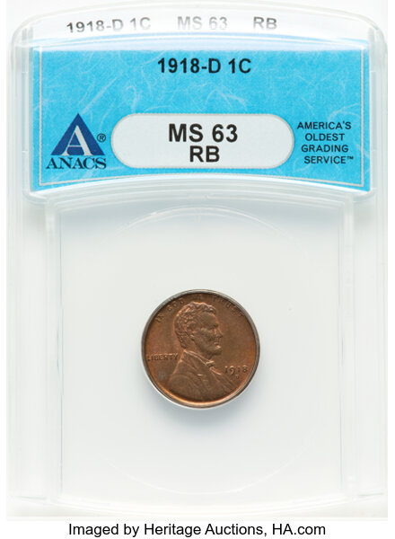 1918-D 1c MS RB thumbnail 2