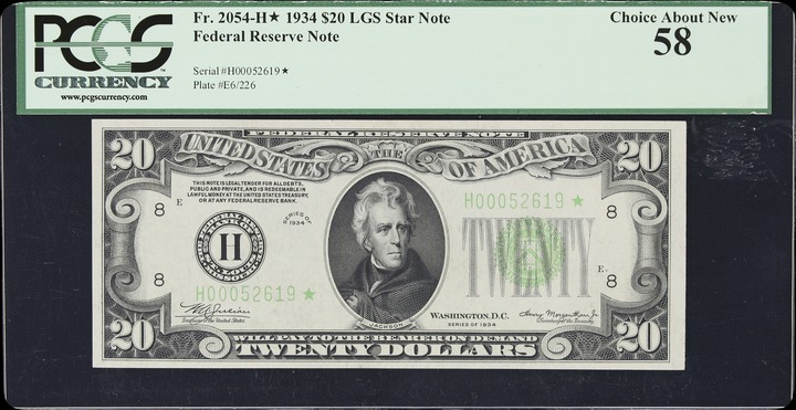 1934 $20  St. Louis, Star Replacement (Fr. 2054H*) thumbnail 2