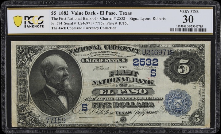 1882 $5  2nd Charter Period, 3rd Issue, Value Back (Fr. 574) thumbnail 19