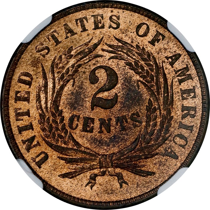 1864 2c Large Motto MS RB MS63 RB CAC thumbnail 4