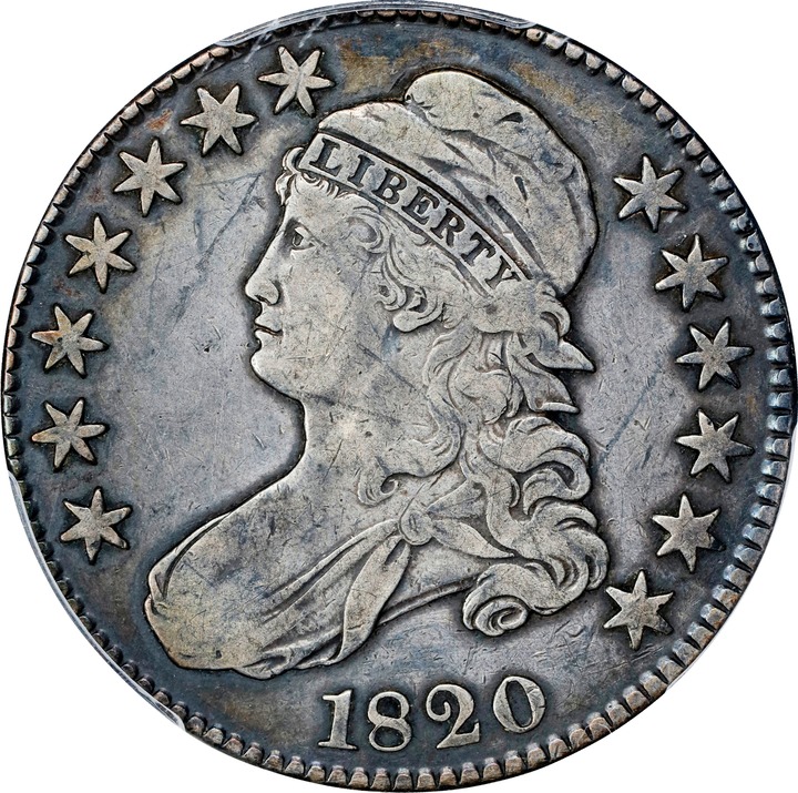1820 50c Square Base 2, No Knob G6 CAC thumbnail 11