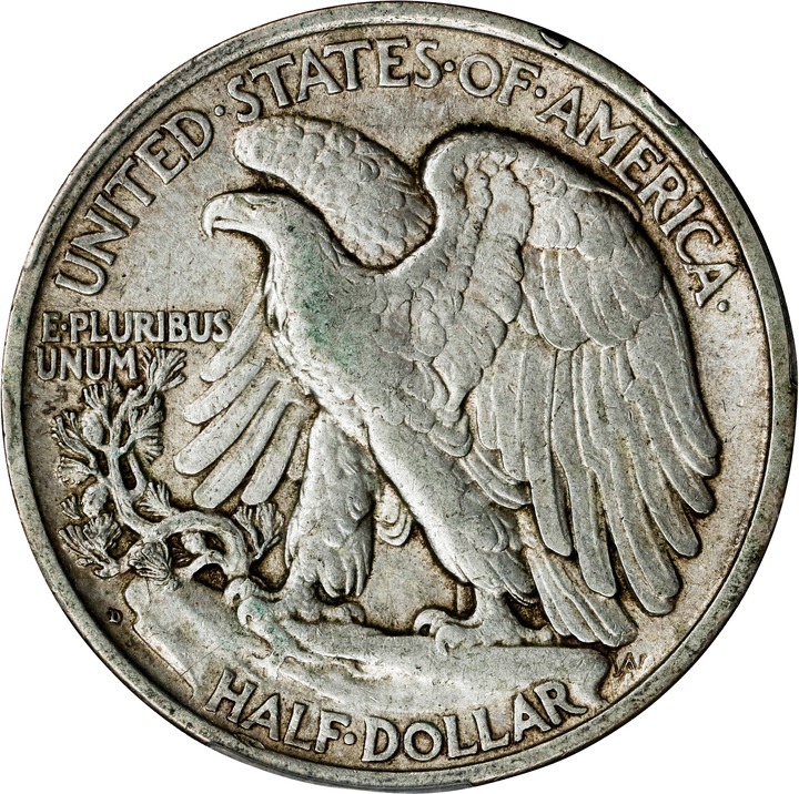 1917-D 50c Mintmark Reverse XF45 thumbnail 2