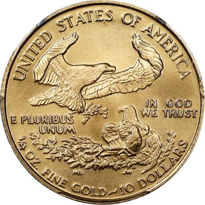 American Gold Eagle (AGE) G$10  1/4 Ounce, 1986- [Type] MS68 thumbnail 4