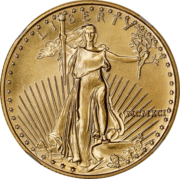 1991 $25  Gold Eagle MS thumbnail 7
