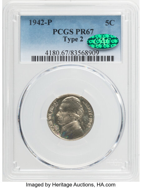 1942-P 5c Type 2, Silver PR thumbnail 2