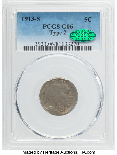 1913-S 5c Buffalo, Type 2 MS thumbnail 3