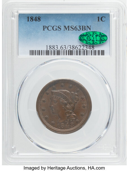 Image for 1848 1c N-41 MS BN