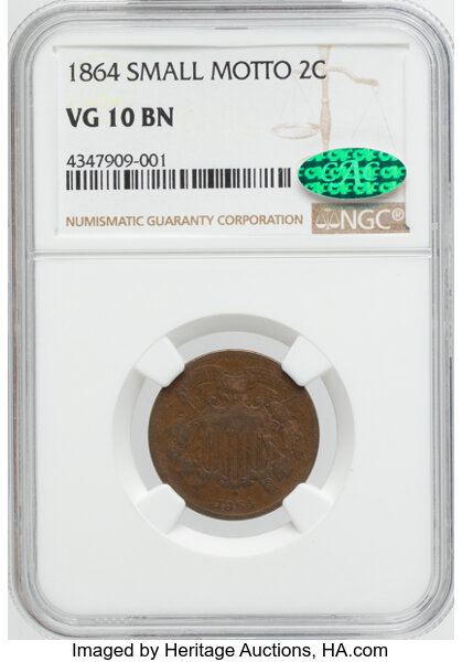 1864 2c Small Motto, FS-401 MS BN thumbnail 2