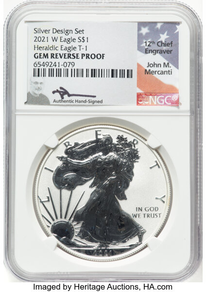 2021-W $1  Silver Eagle, Reverse Proof, Type 1 PR66 thumbnail 3