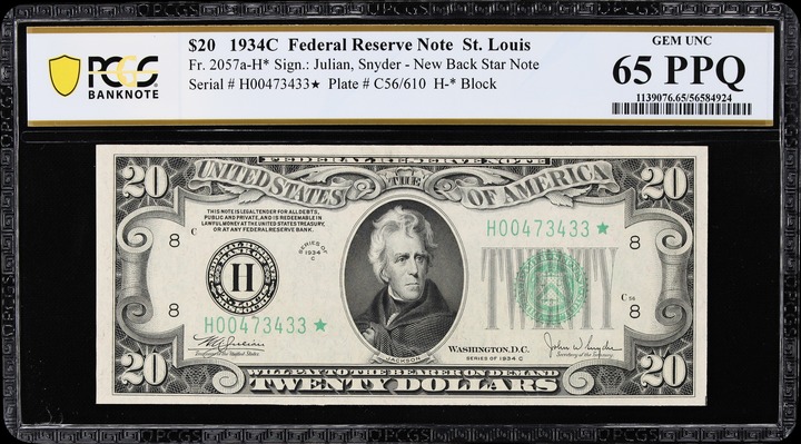 1934C $20  St. Louis, Star Replacement (Fr. 2057H*) thumbnail 2