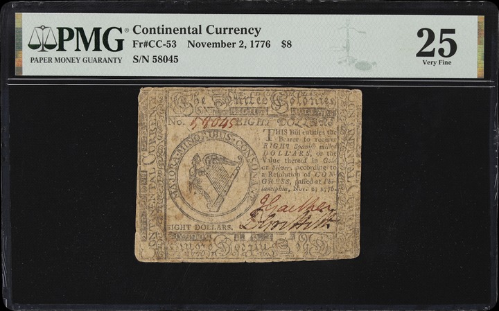 Nov 2, 1776 $8  Continental Congress (Fr. CC53) thumbnail 4