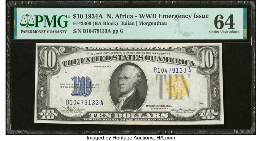 1934A $10  North Africa (Fr. 2309) thumbnail 3