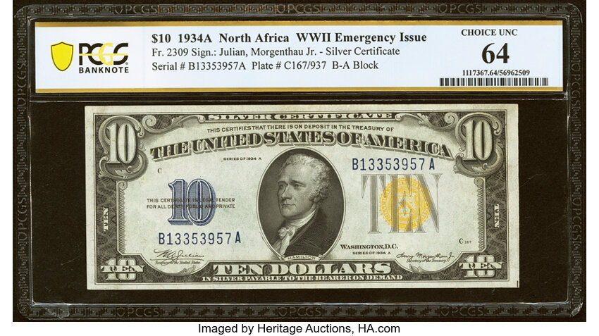 1934A $10  North Africa (Fr. 2309) thumbnail 4