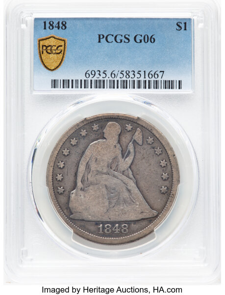 1848 $1 AG3 CAC thumbnail 2