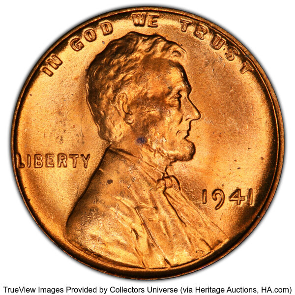 1941 1c Doubled Die Obverse, FS-102 MS RD thumbnail 2