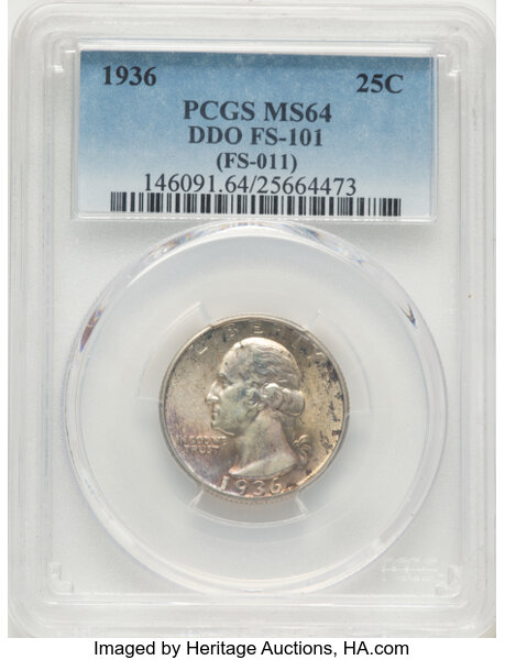 1936 25c Doubled Die Obverse, FS-101 MS thumbnail 2