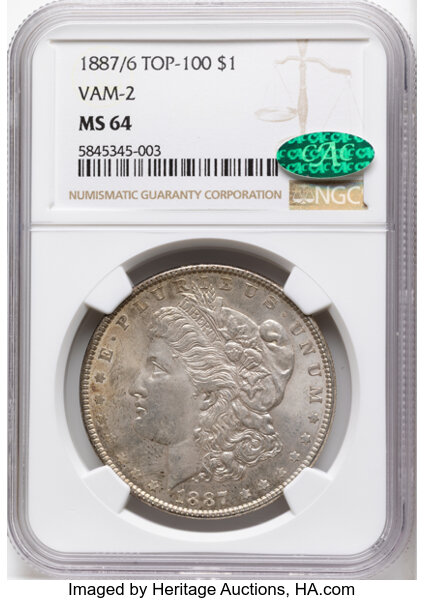1887/6 $1  Overdate, VAM-2 MS thumbnail 3