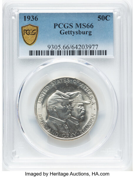 1936 50c Gettysburg MS66 CAC thumbnail 4