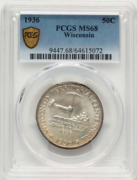 1936 50c Wisconsin MS68 thumbnail 2