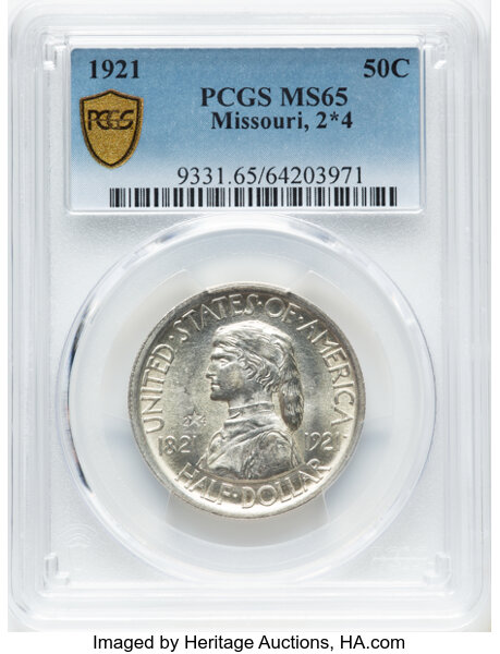 1921 50c Missouri, 2x4 MS65 thumbnail 4