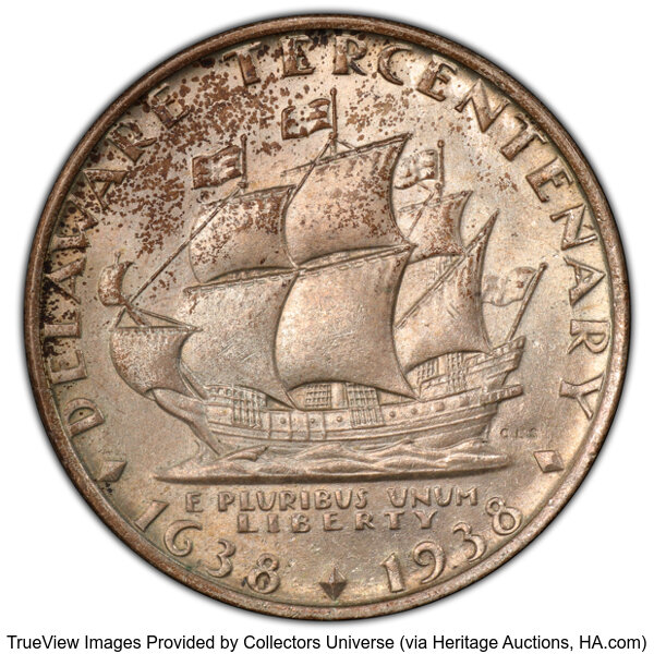 1936 50c Delaware MS66 thumbnail 2