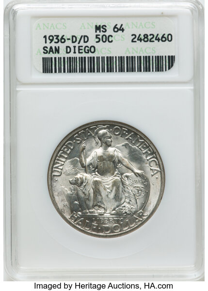 1936-D/D 50c San Diego Expo, QDO & RPM, FS-101/501 MS thumbnail 2