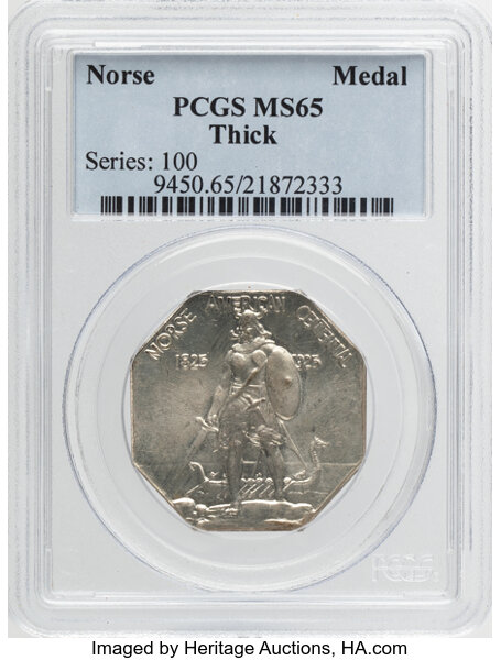 1925 Medal Norse American, Thick MS thumbnail 3