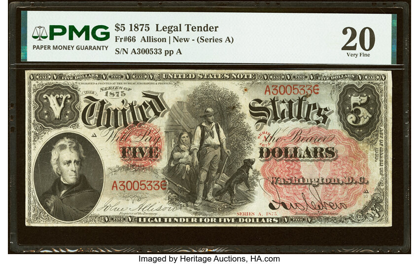 1875 $5  (Fr. 66) thumbnail 2