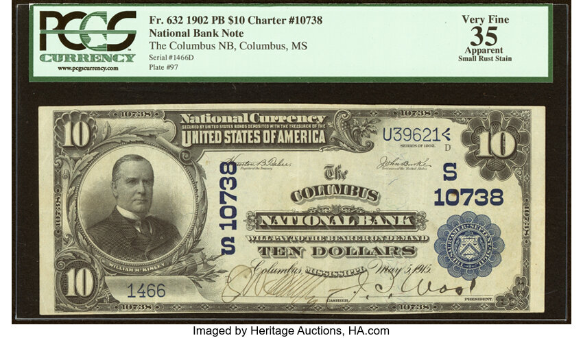 1902 $10  3rd Charter Period, 3rd Issue, Plain Back (Fr. 632) thumbnail 2