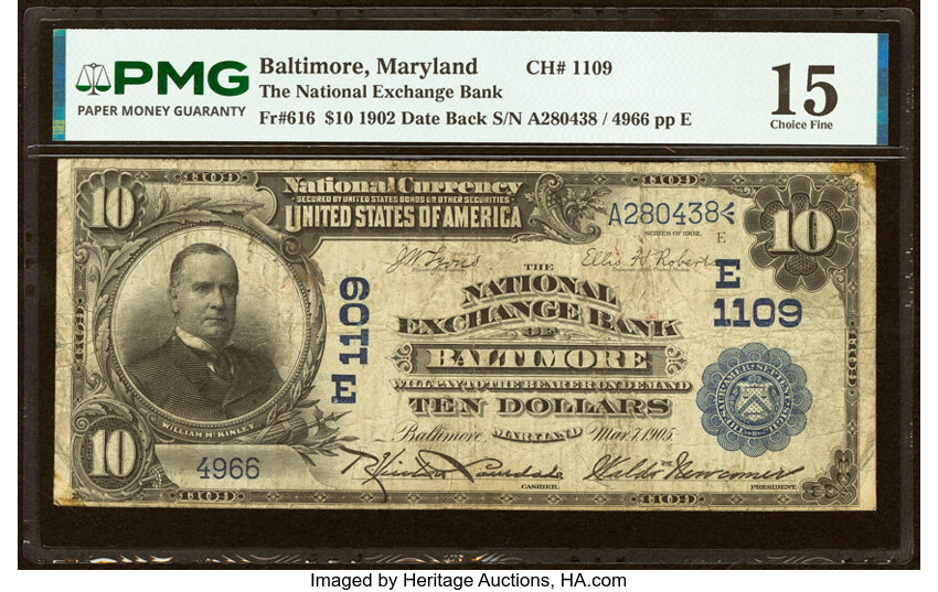 1902 $10  3rd Charter Period, 2nd Issue, Date Back (Fr. 616) thumbnail 4