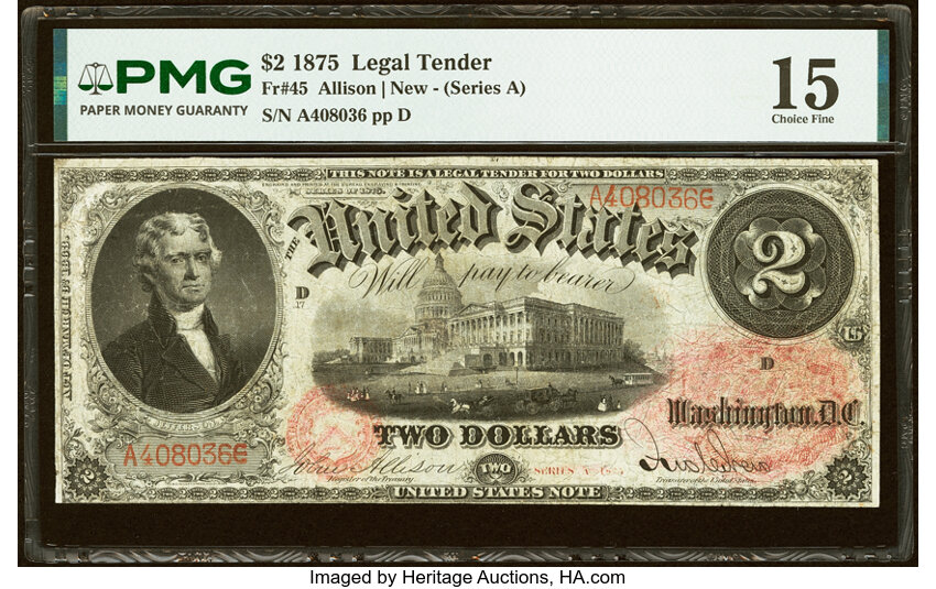 1875 $2  (Fr. 45) thumbnail 2