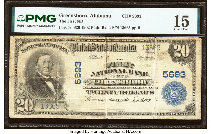 1902 $20  3rd Charter Period, 3rd Issue, Plain Back (Fr. 659) thumbnail 3