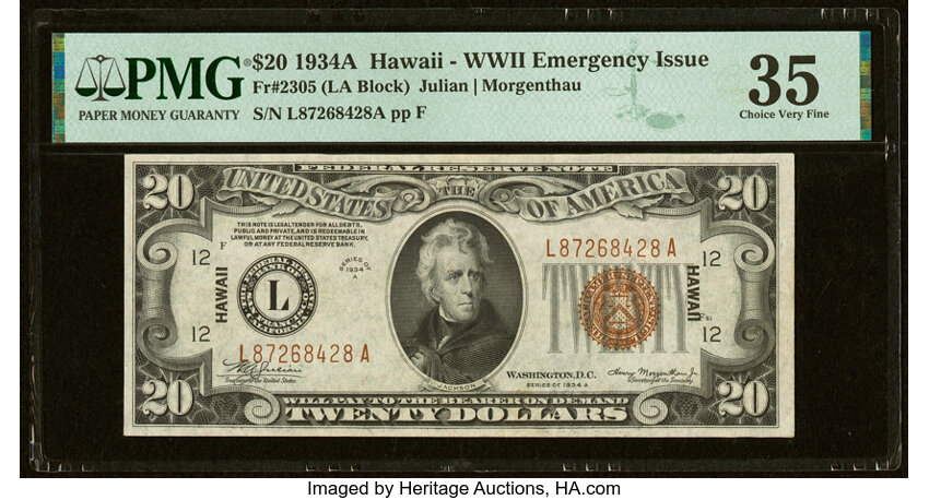1934A $20  Hawaiian (Fr. 2305) thumbnail 2