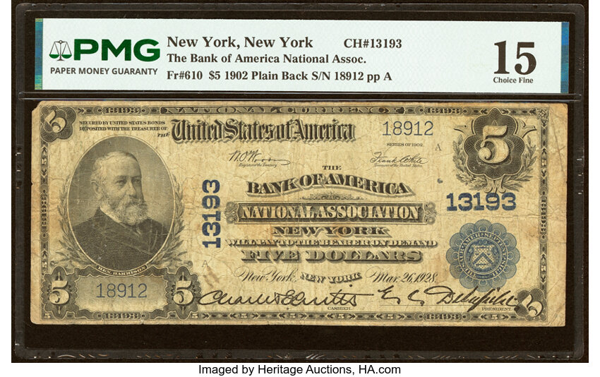 1902 $5  3rd Charter Period, 3rd Issue, Plain Back (Fr. 610) thumbnail 2