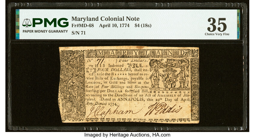 Apr 10, 1774 $4  Maryland (Fr. MD68) thumbnail 2