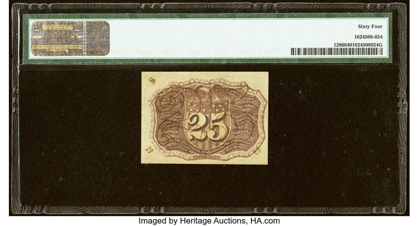  25c Head of George Washington in Bronze Oval Frame (Fr. 1286) thumbnail 9