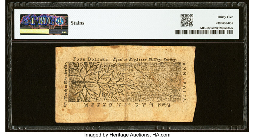 Apr 10, 1774 $4  Maryland (Fr. MD68) thumbnail 10