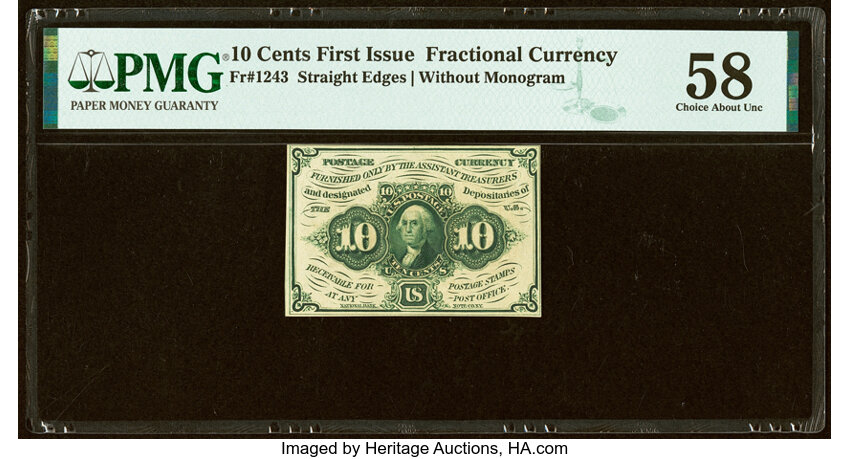  10c Washington Postage Stamp Obverse (Fr. 1243) thumbnail 2