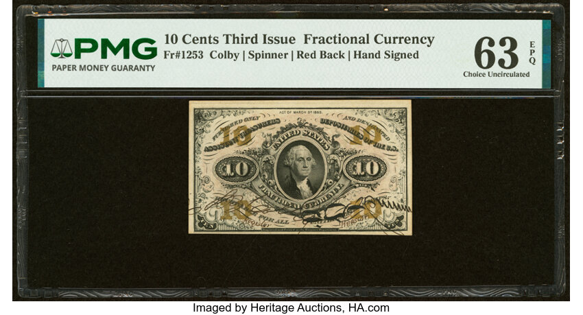  10c Head of George Washington (Fr. 1253) thumbnail 4