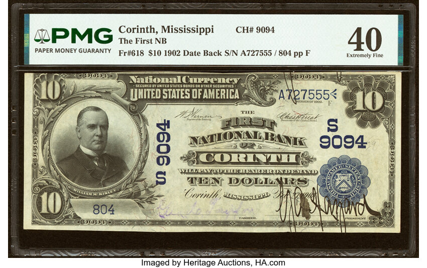1902 $10  3rd Charter Period, 2nd Issue, Date Back (Fr. 618) thumbnail 2