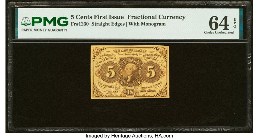  5c Jefferson Postage Stamp Obverse (Fr. 1230) thumbnail 2
