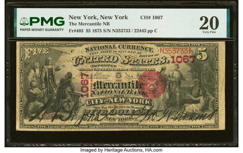 1875 $5  1st Charter Period, Scalloped Seal (Fr. 403) thumbnail 2
