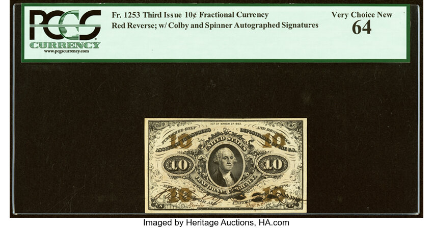  10c Head of George Washington (Fr. 1253) thumbnail 3
