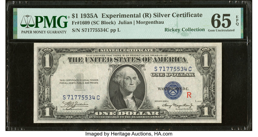 1935A $1  R Experimental (Fr. 1609) thumbnail 2